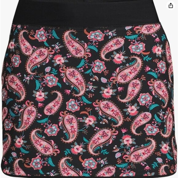 Lands' End Quick Dry Board Skort Swim Skirt - Size: 2 - NWT - Paisley Floral - Picture 1 of 13